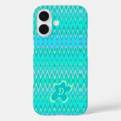 Modern zigzagpatroon - turquoise monogram Case-Mate iPhone case (Achterkant)