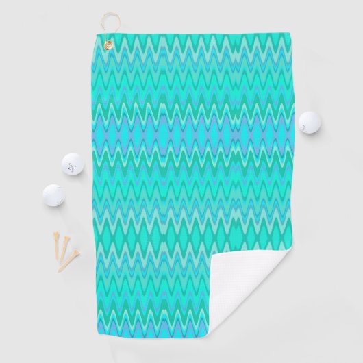 Modern zigzagpatroon - turquoise monogram golfhanddoek (Insitu)