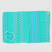 Modern zigzagpatroon - turquoise monogram golfhanddoek (Horizontaal)