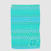 Modern zigzagpatroon - turquoise monogram golfhanddoek (Voorkant)