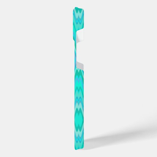 Modern zigzagpatroon - turquoise monogram iPhone hoesje (Linkerkant)