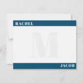 Modern Zijn & Haar Donkerrood Monogram Stationery Notitiekaartje (Voorkant)