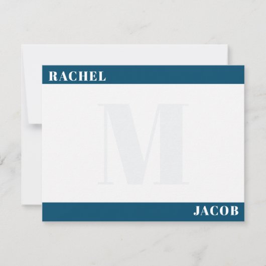 Modern Zijn & Haar Donkerrood Monogram Stationery Notitiekaartje (Voorkant)