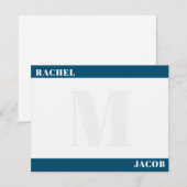 Modern Zijn & Haar Donkerrood Monogram Stationery Notitiekaartje (Voorkant / Achterkant)
