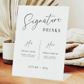 Modern Zijn & Hers Signature Drink Bar Menu Trouwe Reclamebord Met Voetstuk