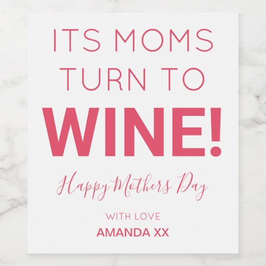 Modern zijn moeder draait om wijn! Happy Mothers D Wijn Etiket (Enkel label)