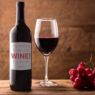 Modern zijn moeder draait om wijn! Happy Mothers D Wijn Etiket