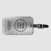 Modern Zilver Bedrijfslogo Bagagelabel (Voorkant (horizontaal))