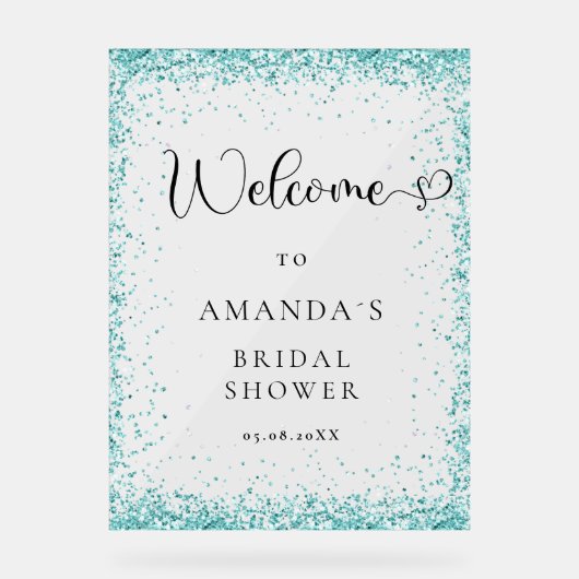 Modern, Zilver, Blauw Welkom Vrijgezellenfeest Acryl Bord (Voorkant)