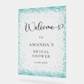 Modern, Zilver, Blauw Welkom Vrijgezellenfeest Acryl Bord (Hoek)