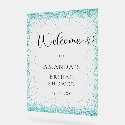 Modern, Zilver, Blauw Welkom Vrijgezellenfeest Acryl Bord (Hoek)