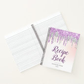 Modern zilver en paarse glitters Receptenboek Notitieboek (Binnen)