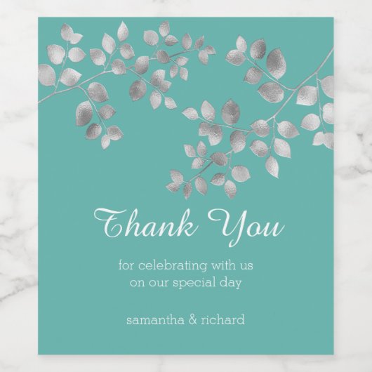 Modern zilver etiket van Floral (Enkel label)