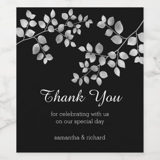 Modern zilver etiket van Floral (Enkel label)