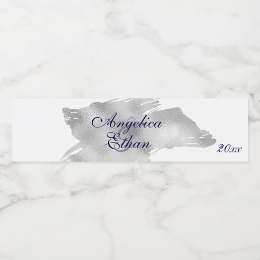 Modern, zilver, Gepersonaliseerd Waterfles Etiket (Enkel label)