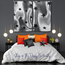 Modern Zilver Glanzend Zwart Sterrenpatroon