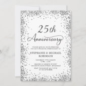 Modern Zilver Glitter 25ste Huwelijksverjaardag Kaart (Voorkant)