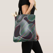 Modern zilver kwikvloeistof abstract schilderij tote bag (Dichtbij)