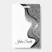 Modern zilver met glitter effect badge (Achterkant)