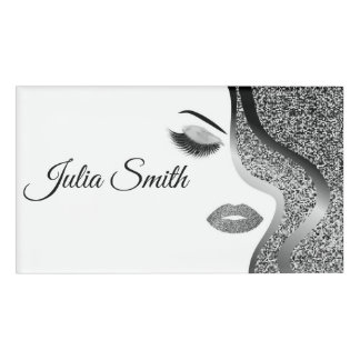 Modern zilver met glitter effect naambadge