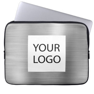 Modern zilver Metallic - Aangepaste Logo Laptop Sleeve