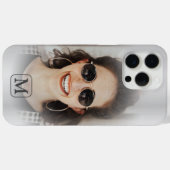 Modern zilver metallic een foto monogram Case-Mate iPhone case (Achterkant (horizontaal))