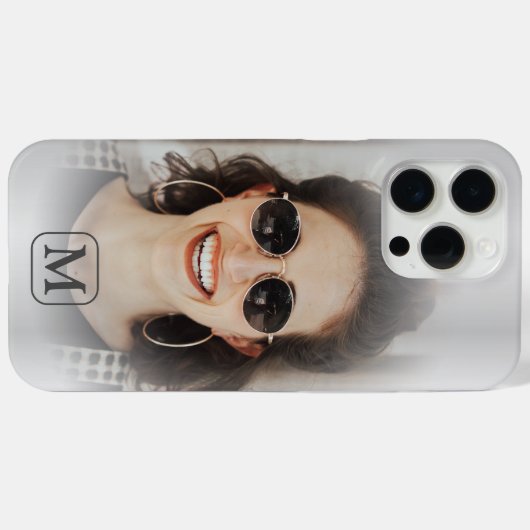 Modern zilver metallic een foto monogram Case-Mate iPhone case (Achterkant (horizontaal))