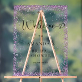 Modern, Zilver, Paarse Welkom Acryl Bord (Neutraal)