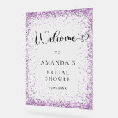 Modern, Zilver, Paarse Welkom Acryl Bord (Hoek)
