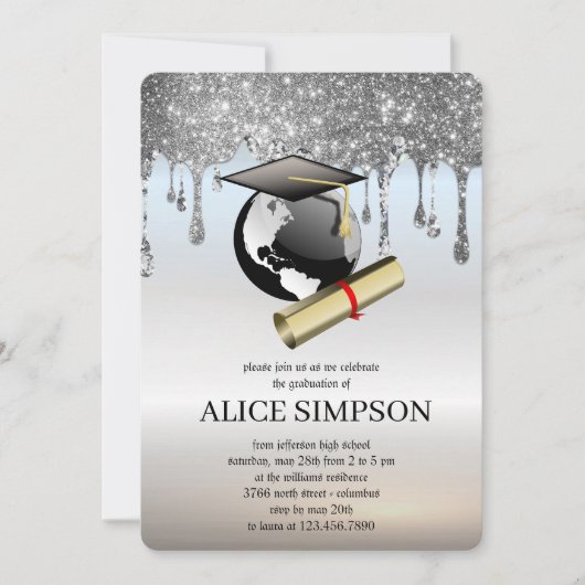 Modern zilver Schattige chique minimalistisch Afst Kaart (Voorkant)