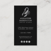 Modern Zilver Schorpioen Kapperszaak Logo Qr Code Visitekaartje (Achterkant)