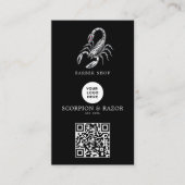 Modern Zilver Schorpioen Kapperszaak Logo Qr Code Visitekaartje (Voorkant)