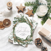 Modern zilver script botanische kerst feestdagenkaart