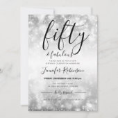 Modern Zilver Vijftig & Fabulous 50e Verjaardag Kaart (Voorkant)