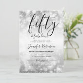 Modern Zilver Vijftig & Fabulous 50e Verjaardag Kaart (Staand voorkant)