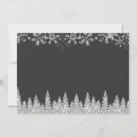 Modern zilver winter sneeuw script 1 foto bruiloft kaart (Achterkant)