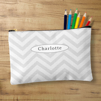 Modern zilver wit Chevron Pattern Hoesje Etui