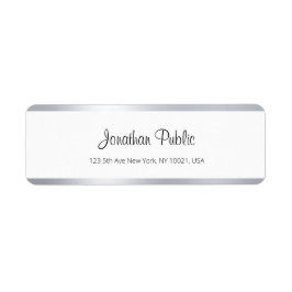 Modern zilver wit chique handgeschreven script een etiket