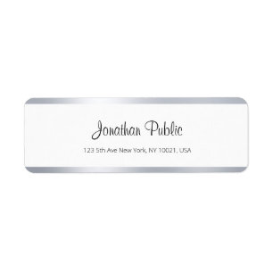 Modern zilver wit chique handgeschreven script een etiket