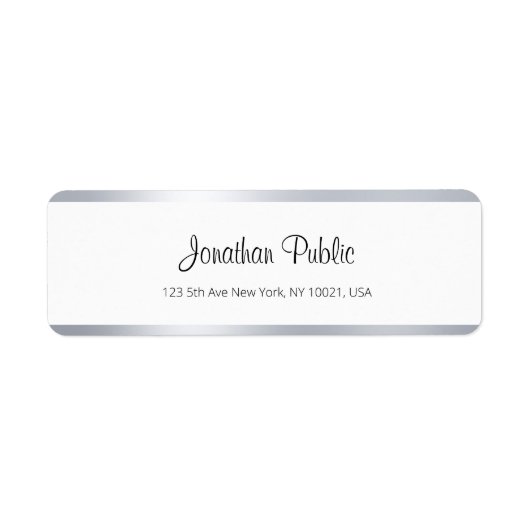 Modern zilver wit chique handgeschreven script een etiket (Voorkant)