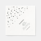 Modern zilver & zwart 40e verjaardag Party servett Servet (Voorkant)