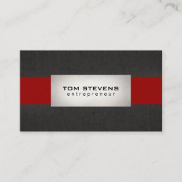 Modern zilver zwart rood gestreept visitekaartje