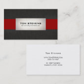 Modern zilver zwart rood gestreept visitekaartje (Voorkant / Achterkant)