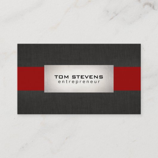 Modern zilver zwart rood gestreept visitekaartje (Voorkant)