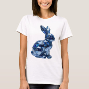 Modern Zilveren BLUE RABBIT Artistiek Motief T-shirt