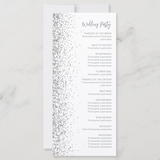 Modern zilveren glitter script witte bruiloft (Achterkant)