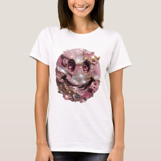 Modern Zilveren HAPPY FACE Modern Design T-shirt (Voorkant)