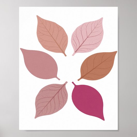 Modern Zilveren HERFSTBLADEREN Ontwerp Poster (Voorkant)