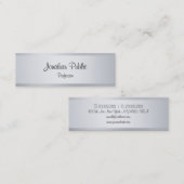 Modern zilveren kalligrafie script Elegante Sjablo Mini Visitekaartje (Voorkant / Achterkant)