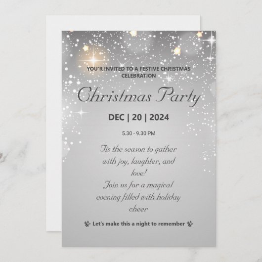 Modern zilveren kerstfeest met sprankelend licht kaart (Voorkant / Achterkant)